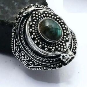 Labradorite Gemstone 925 Sterling Silver Handmade Locket/Poison Ring